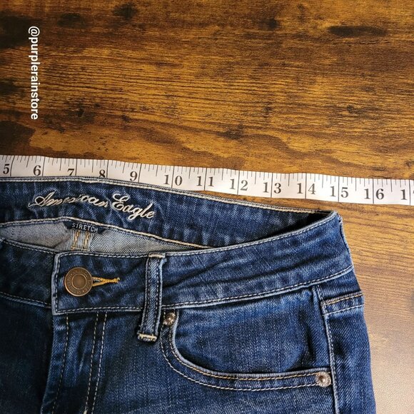 American Eagle Jeans 6 R Favorite Boyfriend Low Rise Medium Dark Wash Stretch - Picture 7 of 13